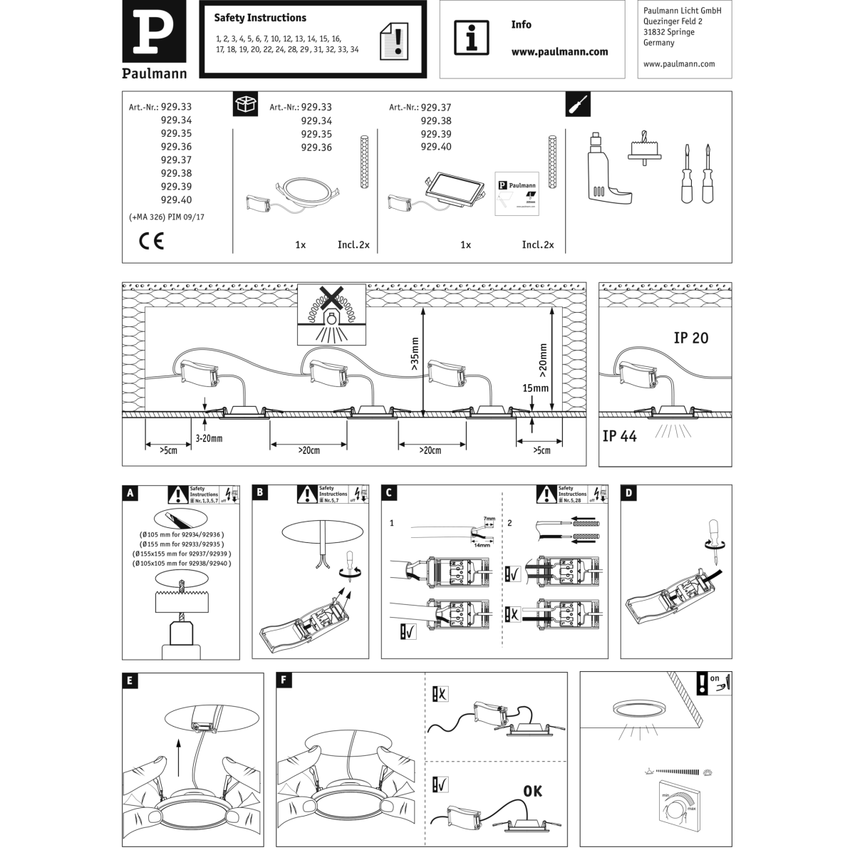 Панель встраиваемая Paulmann Panel Areo IP44 dimmable 3000К LED Белый 92937