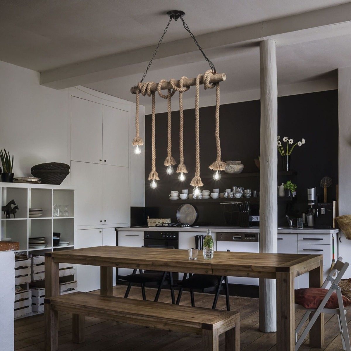 Люстра подвесная Ideal Lux Canapa SP6 Веревка E27 134826