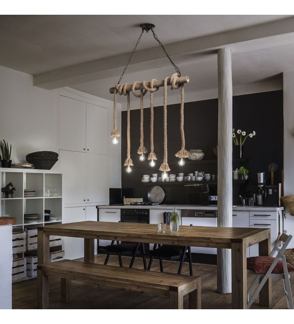 Люстра подвесная Ideal Lux Canapa SP6 Веревка E27 134826