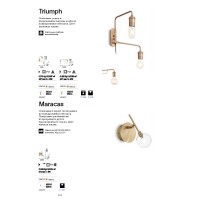 Светильник настенный Ideal Lux Triumph AP2 E27 Латунь 160245