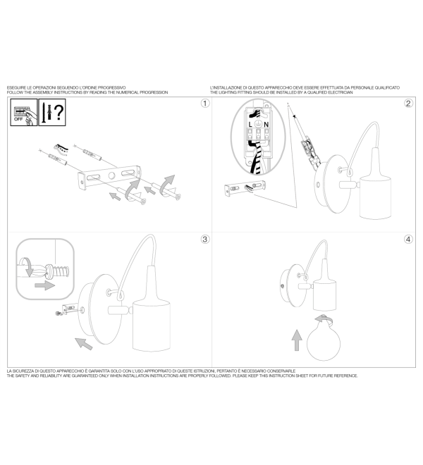 Светильник настенный Ideal Lux Edison AP1 Черный E27 148908