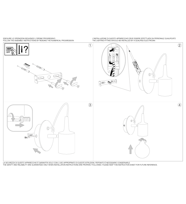 Светильник настенный Ideal Lux Edison AP1 Черный E27 148908