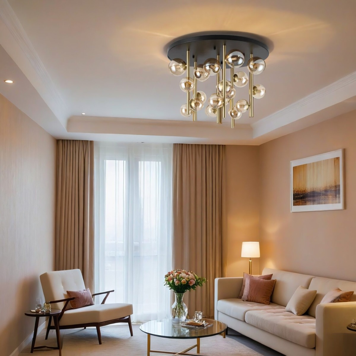 Люстра потолочная Ideal Lux Perlage PL18 G9 Янтарь 328379