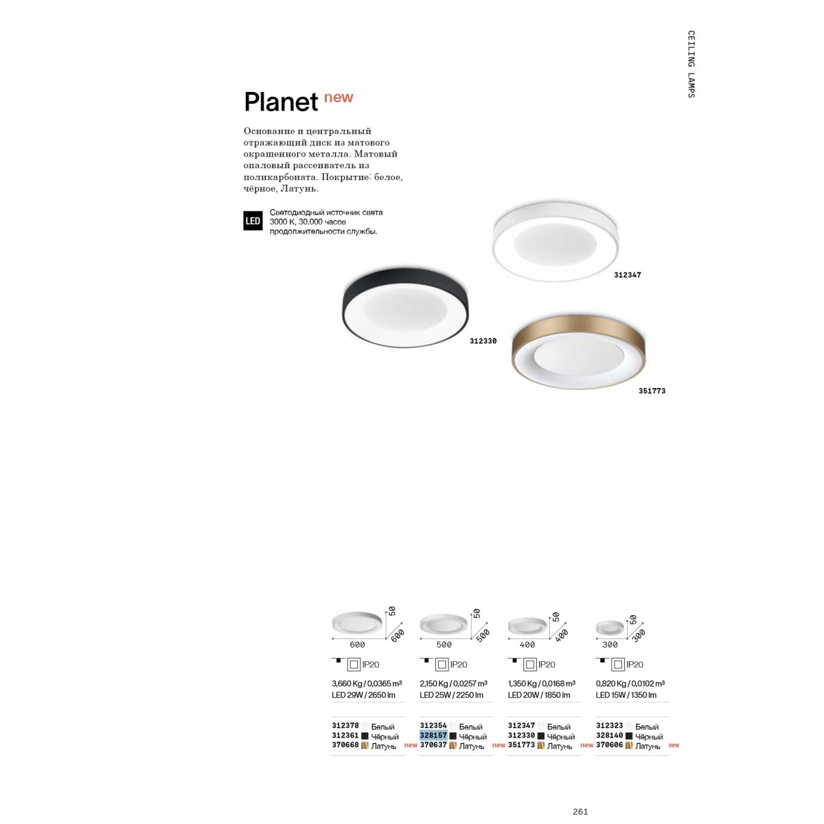 Светильник потолочный Ideal Lux Planet PL D50 Черный 3000К 328157