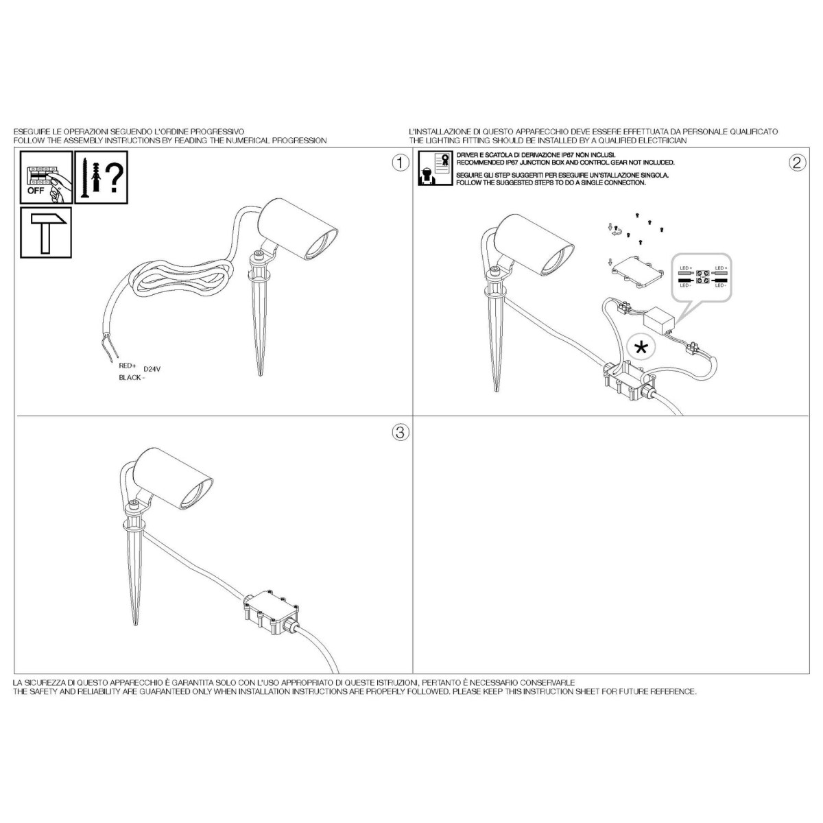 Прожектор садовый Ideal Lux Koala PR 7W Con Picchetto D24V Черный LED 3000К 331386