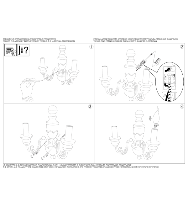 Светильник настенный Ideal Lux Firenze AP2 Белый E14 012902