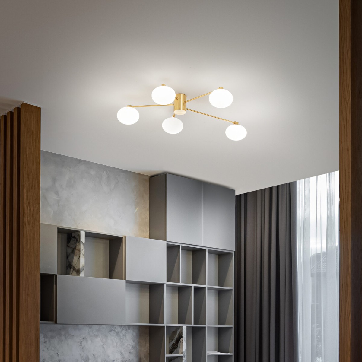 Люстра потолочная Ideal Lux Hermes PL5 D90 Латунь G9 288277