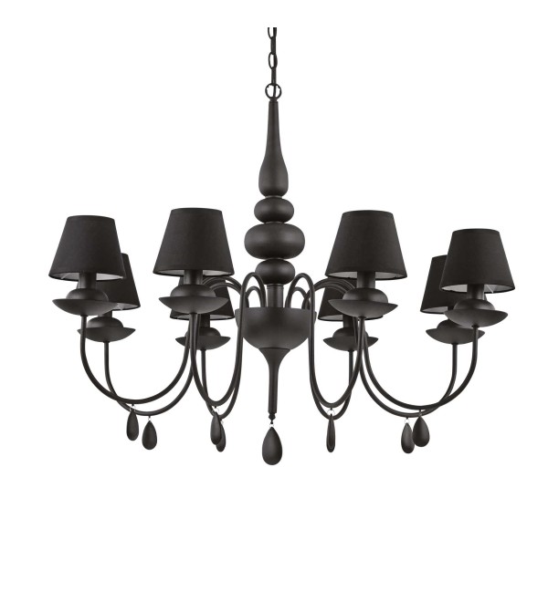 Люстра подвесная Ideal Lux Blanche SP8 Черный E14 111896