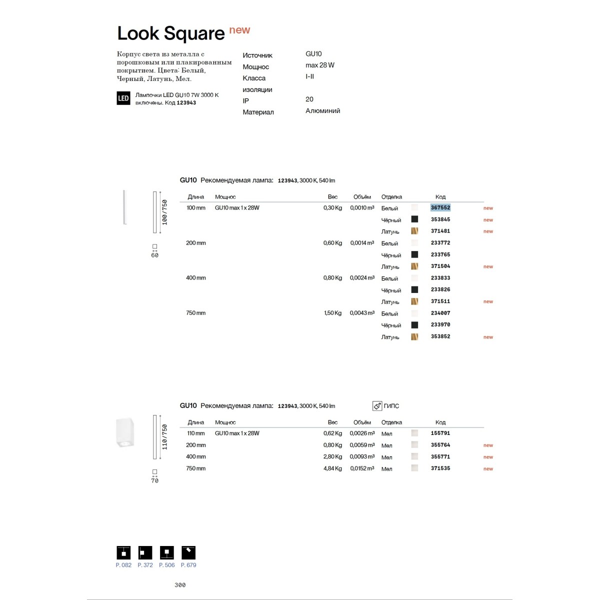 Светильник потолочный Ideal Lux Look PL1 Square D60 H400 Белый GU10 233833