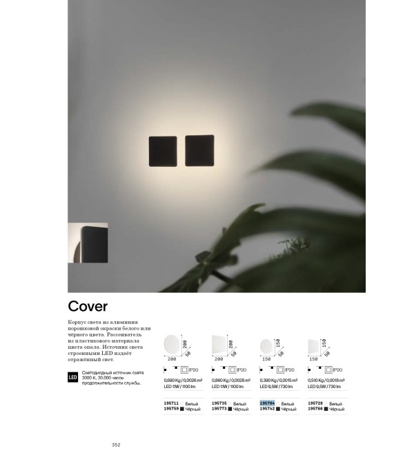 Светильник настенный Ideal Lux Cover AP D20 Round Белый LED 195711