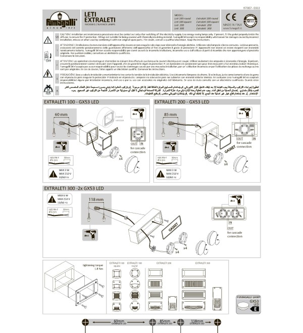 Светильник уличный встраиваемый Ideal Lux Avenue FI Square макс.1х9Вт IP66 GX53 230В Черный/Белый Смола 096582