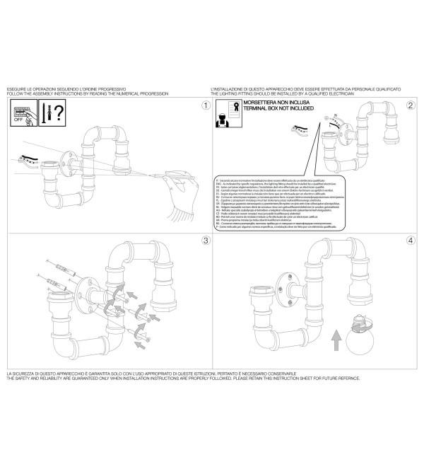 Светильник настенный Ideal Lux Plumber AP2 Черный E27 136691