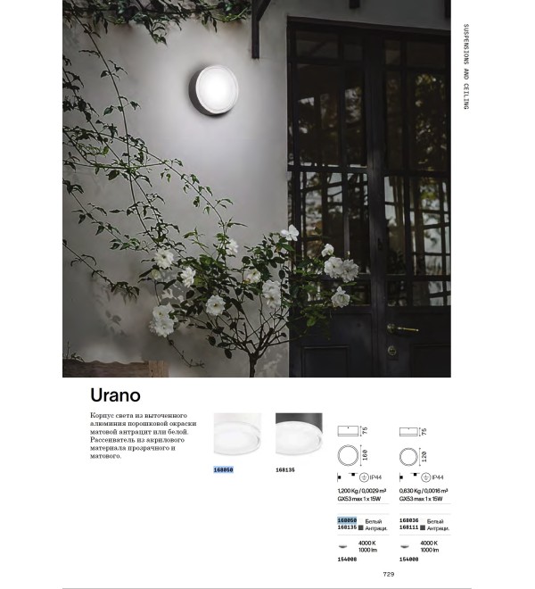 Светильник уличный Ideal Lux Urano PL1 Big Антрацит GX53 168135