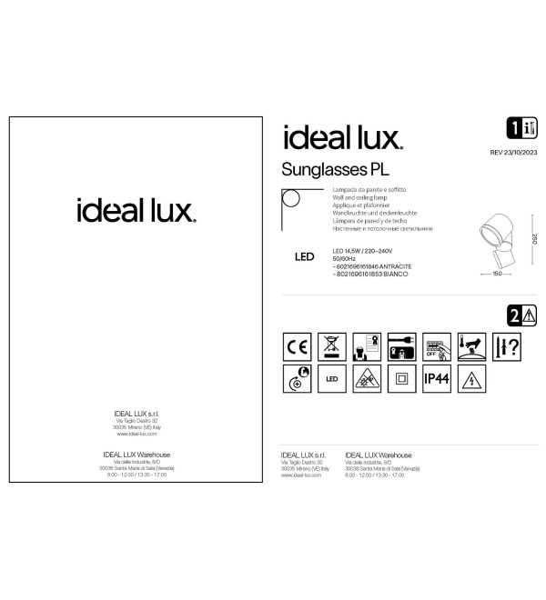 Светильник уличный Ideal Lux Sunglasses PL 4000К LED Антрацит 161846