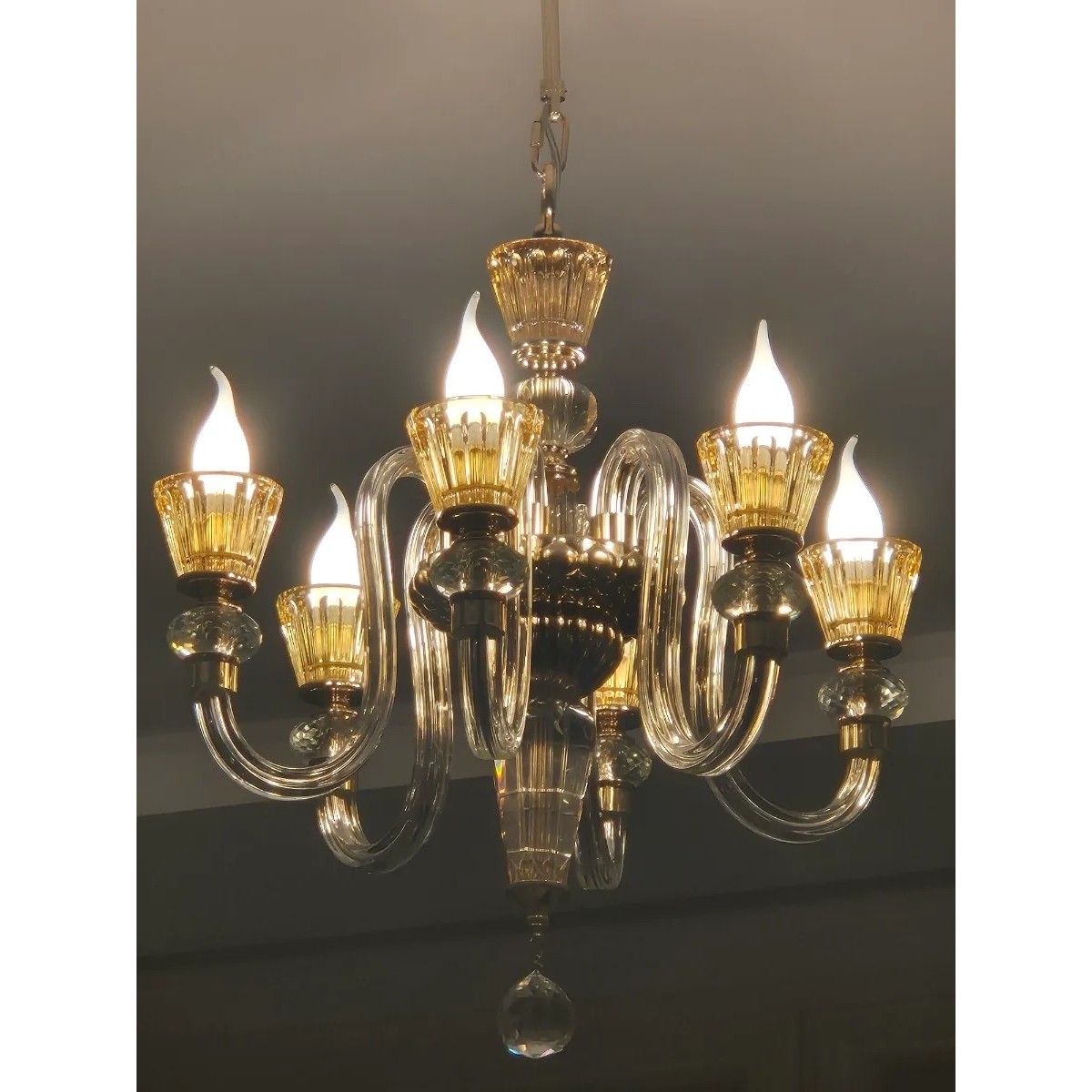 Люстра подвесная Ideal Lux Strauss SP6 E14 Золото 140605