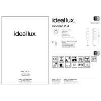 Люстра потолочная Ideal Lux Binomio PL4 Латунь G9 328461