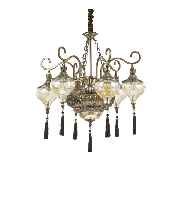 Люстра подвесная Ideal Lux Harem SP9 Античная латунь E27 116006