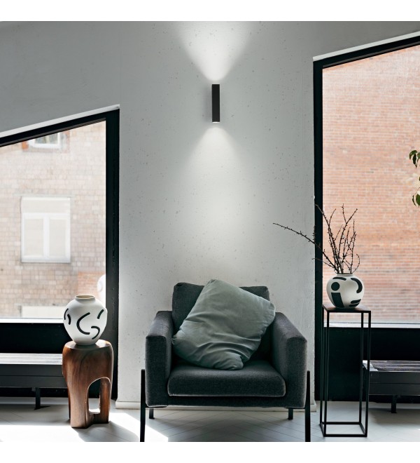 Светильник настенный Ideal Lux Look LED AP2 Square D30 H300 Черный 370774