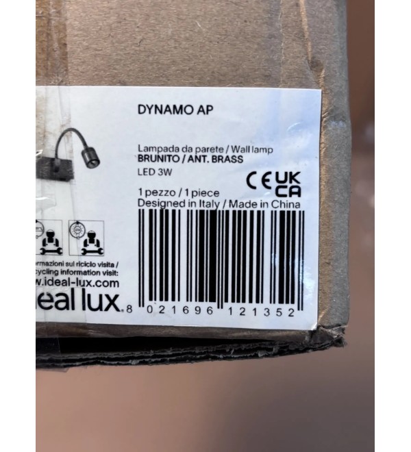 Светильник настенный Ideal Lux Dynamo AP Латунь античная 14000К LED 21352