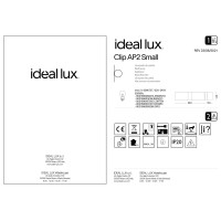 Светильник настенный Ideal Lux Clip AP2 Small Белый E27 014166