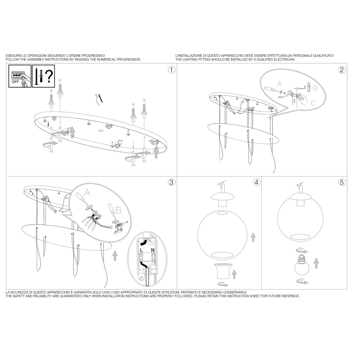 Люстра подвесная Ideal Lux Nemo Plus SP5 Хром размытый E27 138305