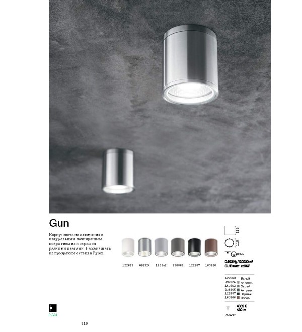 Светильник уличный Ideal Lux Gun PL1 Серый GU10 163642