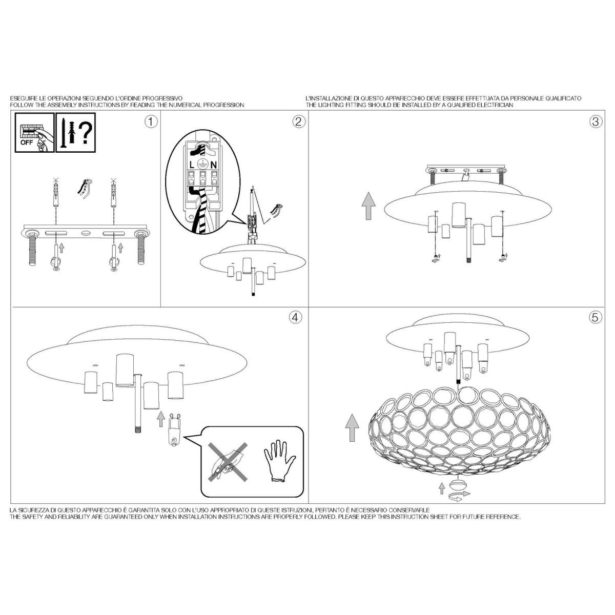Люстра потолочная Ideal Lux King PL5 Хром G9 075419