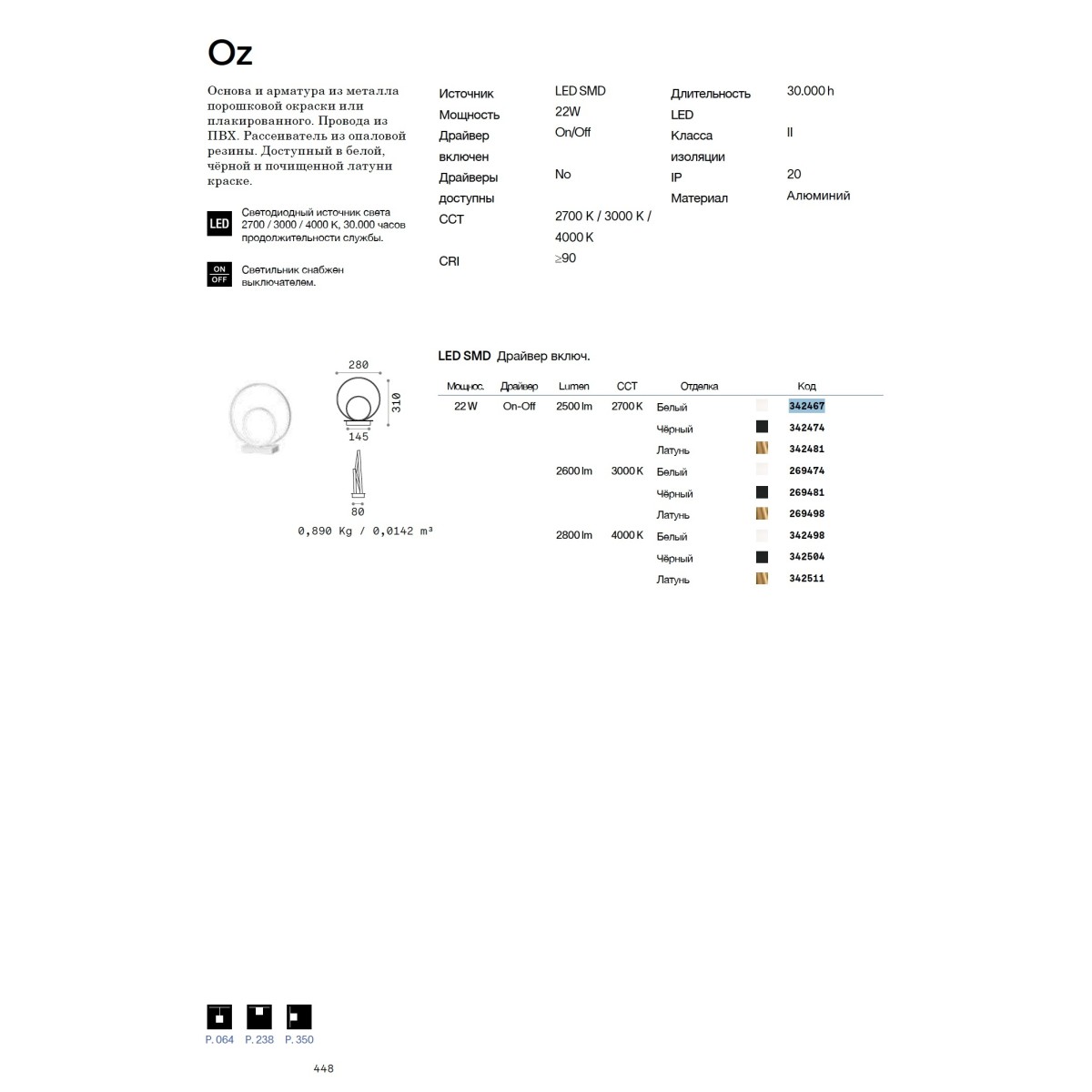 Лампа настольная Ideal Lux Oz TL On-Off 4000K Черный LED 342504