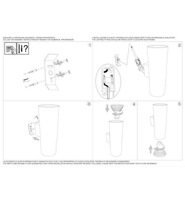 Светильник настенный Ideal Lux Look AP2 Round D60 H150 Белый GU10 096018