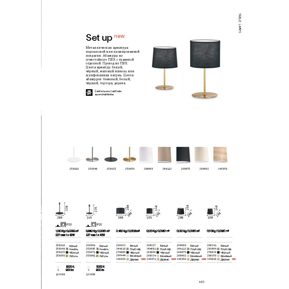 Лампа настольная Ideal Lux Set up mtl1 big Белый Без абажура E27 259918