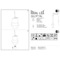 Светильник подвесной Ideal Lux Zeno SP1 Big макс.1х60Вт IP20 E27 230В Дымчатый/Хром Стекло/Металл Без лампы 088938