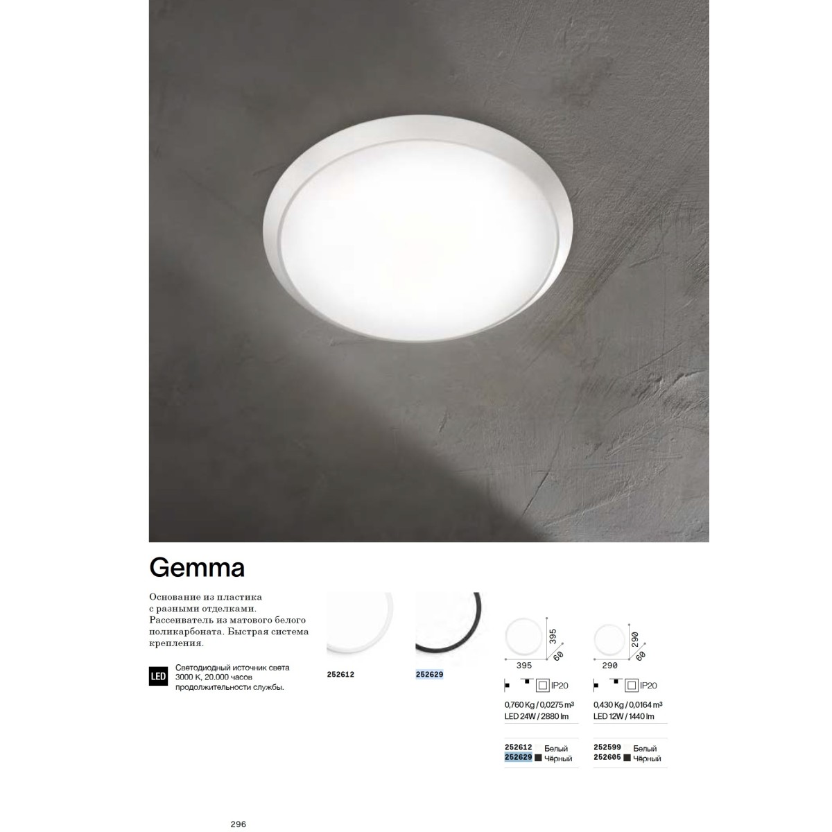 Светильник потолочный Ideal Lux Gemma PL D39 3000К LED Черный 252629