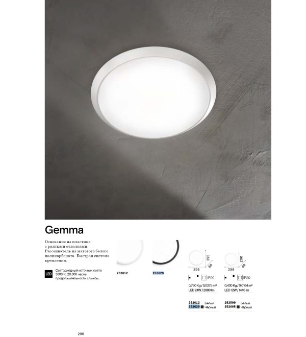 Светильник потолочный Ideal Lux Gemma PL D39 3000К LED Черный 252629