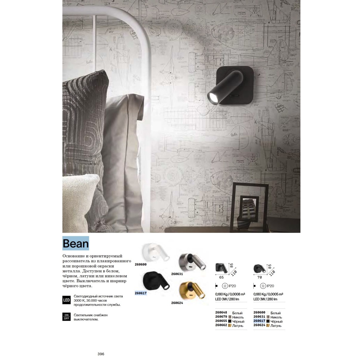 Светильник настенный Ideal Lux Bean AP square Черный 3000К 260655