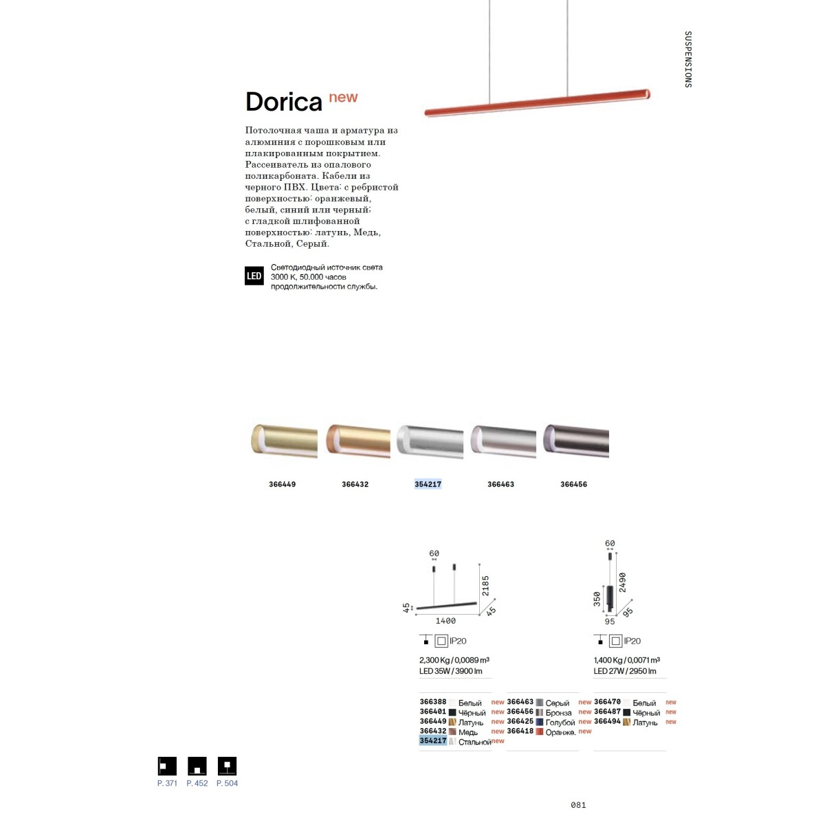 Светильник подвесной Ideal Lux Dorica SP1 D45 Серый 3000К LED 366463