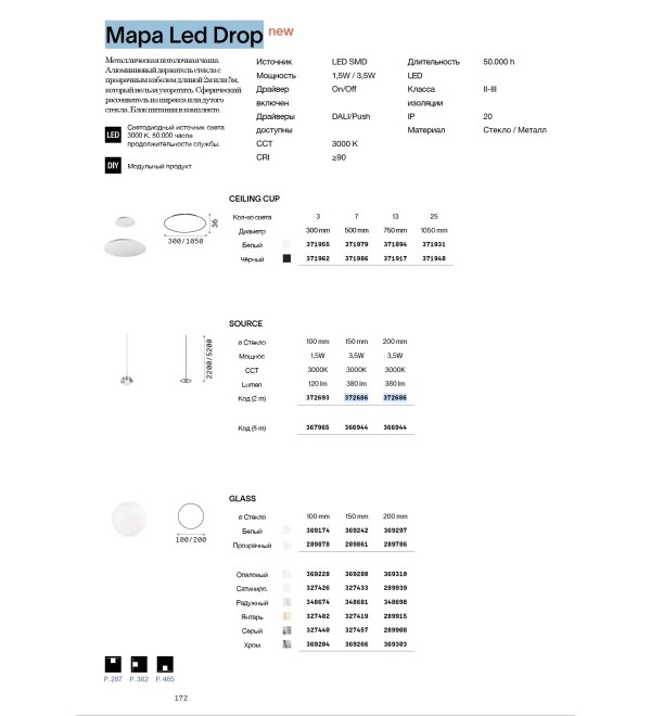 Светильник подвесной Ideal Lux Mapa Pendel Led Small 0500 Cm Алюминий 3000К 367965
