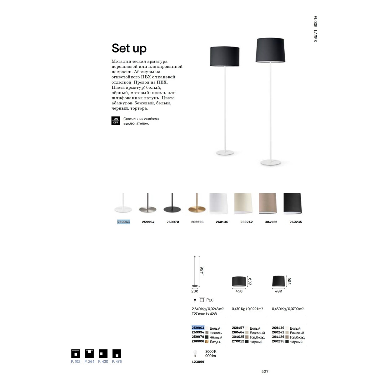 Торшер напольный Ideal Lux Set up MTP1 Без абажура Белый E27 259963