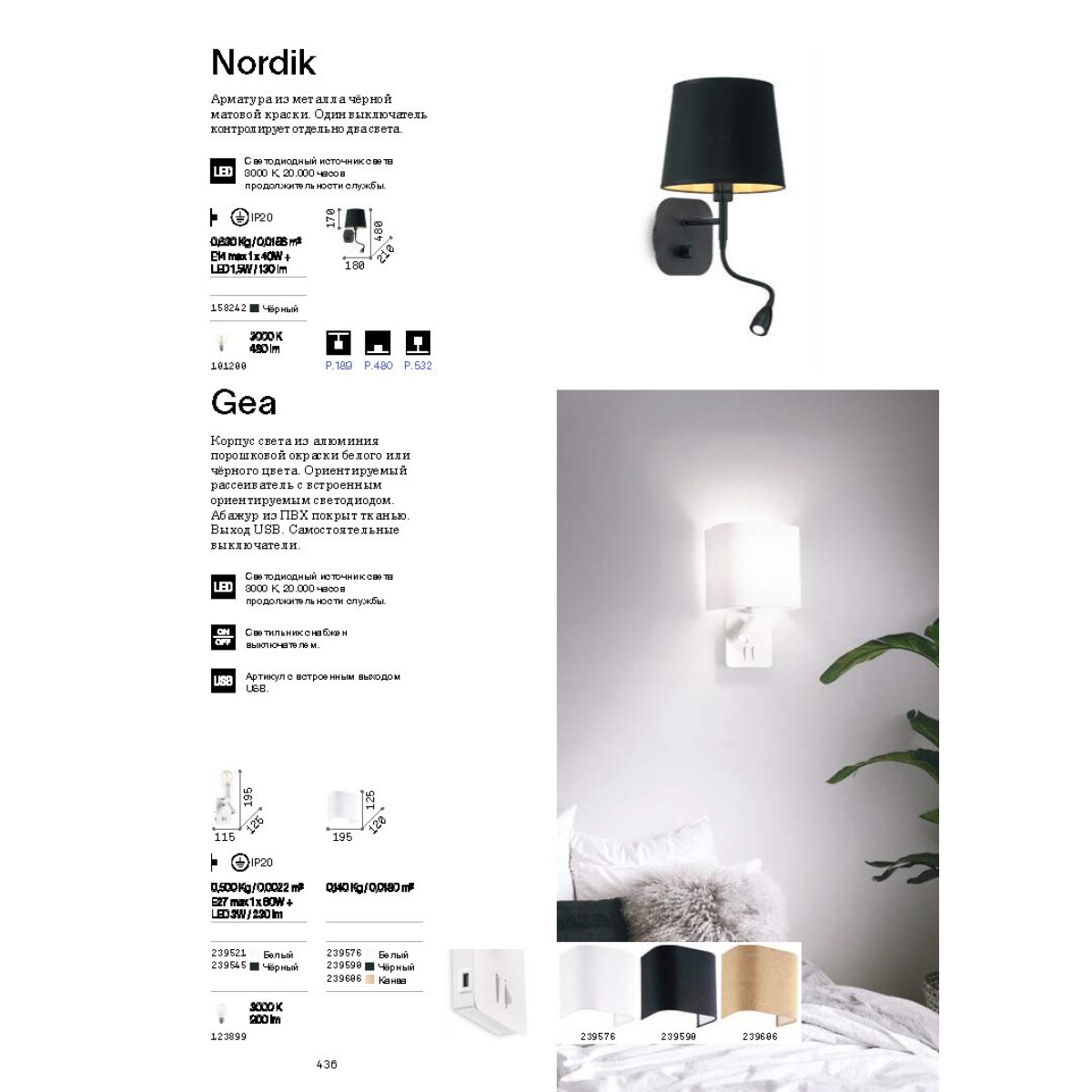 Светильник настенный Ideal Lux Gea MAP2 Черный E27/LED 239545