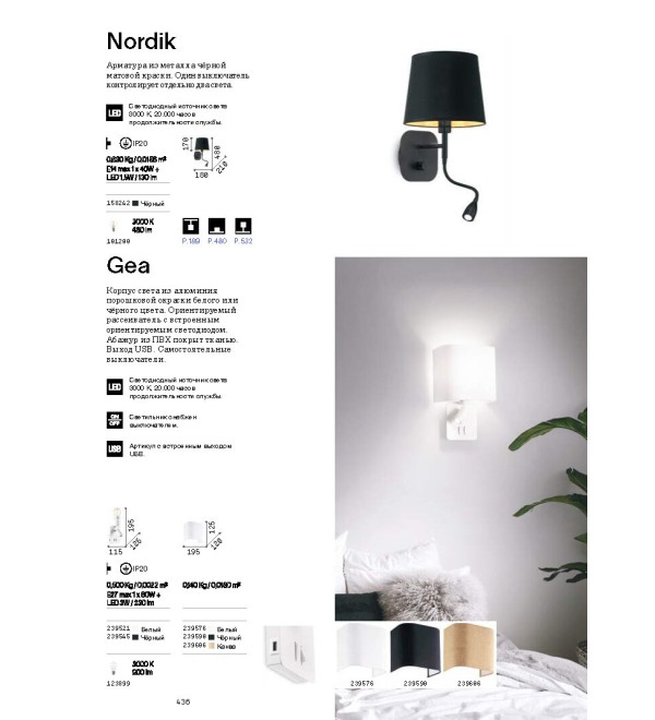 Светильник настенный Ideal Lux Gea MAP2 Черный E27/LED 239545