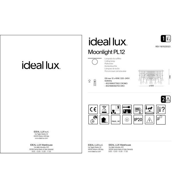 Люстра потолочная Ideal Lux Royal PL8 Хром G9 052991
