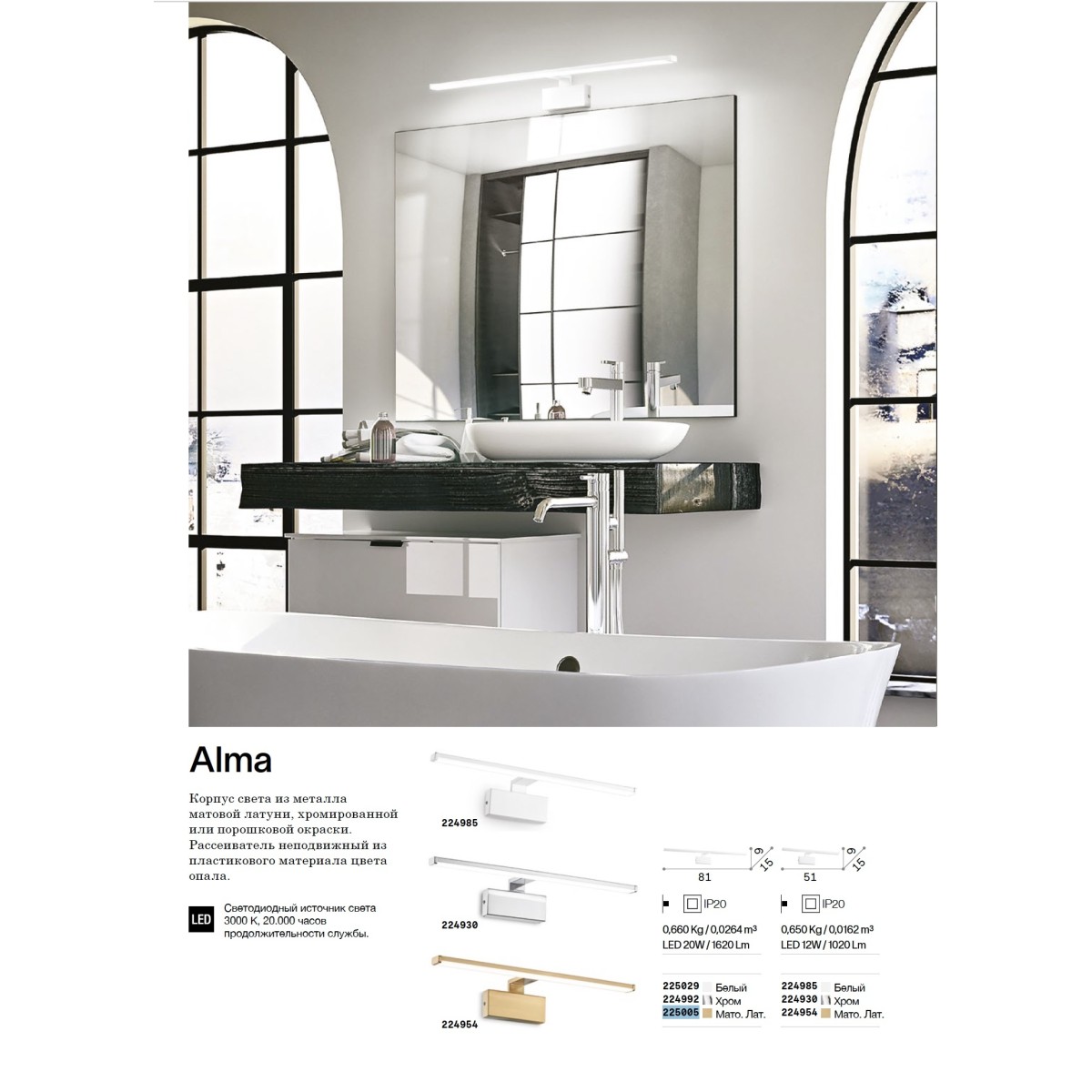 Светильник настенный Ideal Lux Alma AP D81 Латунь 3000К 225005