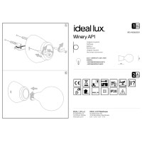Светильник настенный Ideal Lux Winery AP1 Черный Керамика E27 180304
