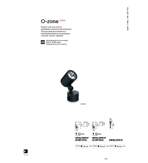 Прожектор уличный Ideal Lux O-Zone PT Big Черный 3000К LED 337531