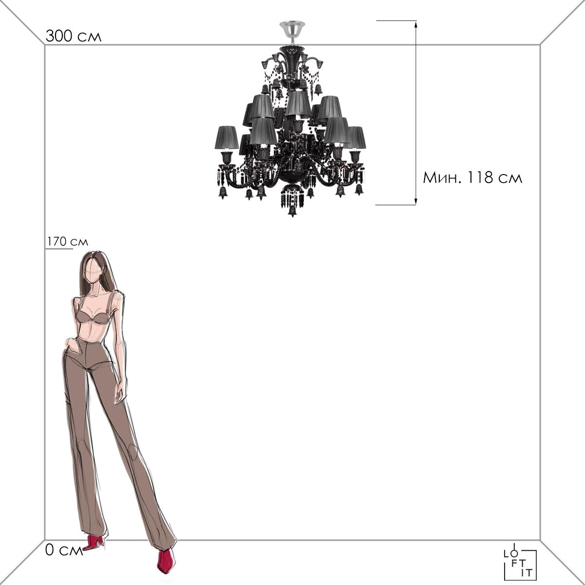Подвесной светильник LOFT IT Zenith 10210/12 Black