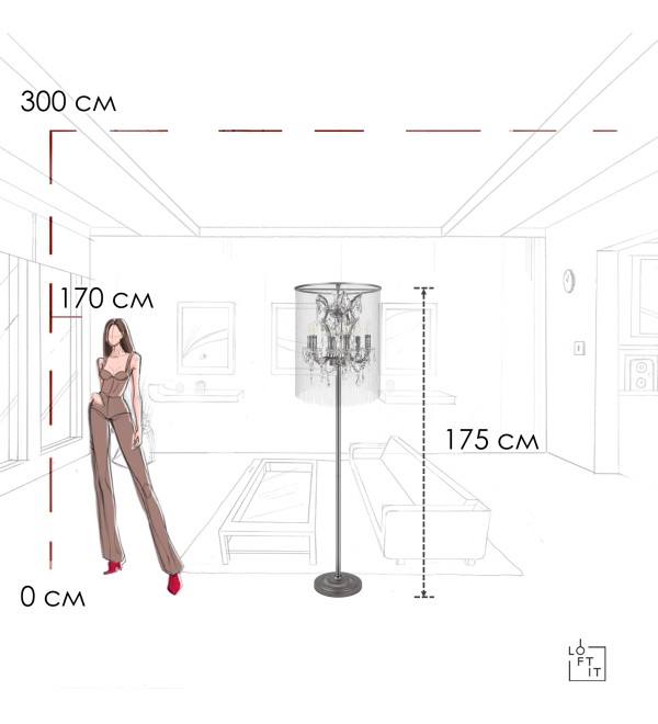 Торшер LOFT IT Vaille Crystal 10450F