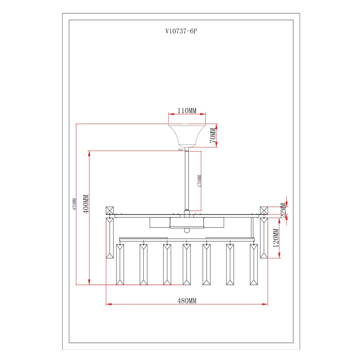 Люстра подвесная Moderli V10737-6P Crystal