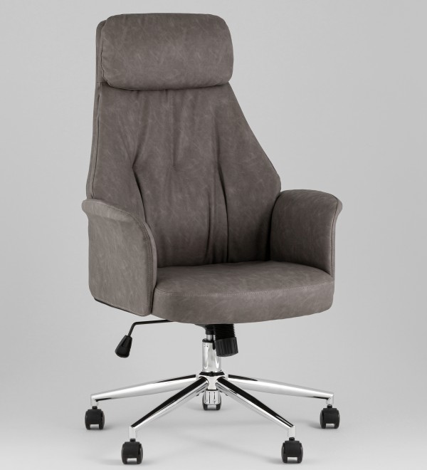 Кресло офисное TopChairs Neoma серый экокожа
