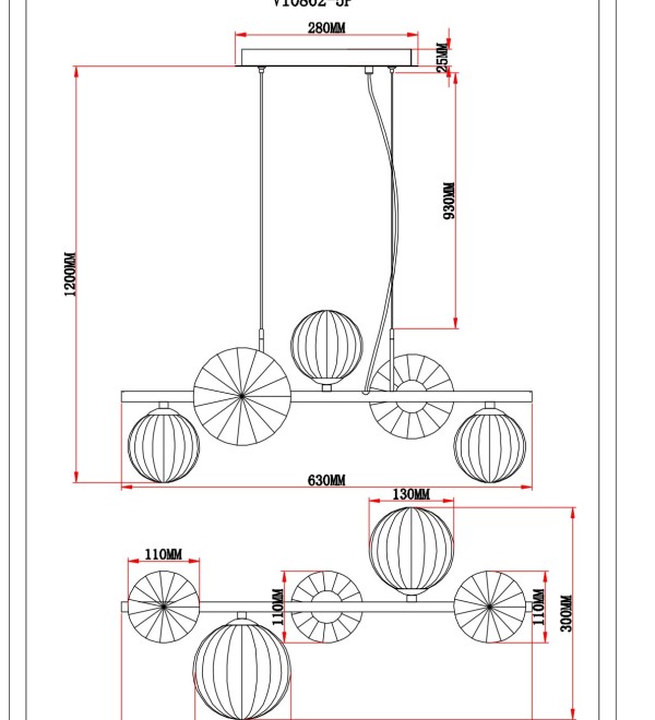 Светильник подвесной Moderli V10802-5P Renny