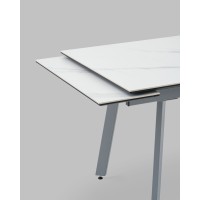 Стол Тайл 140-200/85/75 столешница Snow white подстолье металл серый