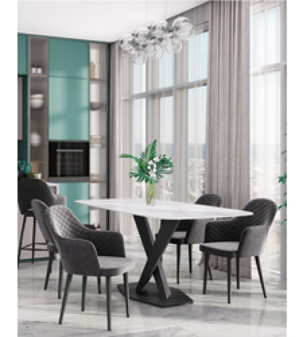 Стол обеденный Belle 180х90 белый мрамор